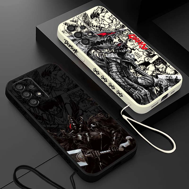 Samsung Galaxy A55 - Casing HP Cairan Tali Karet Anime