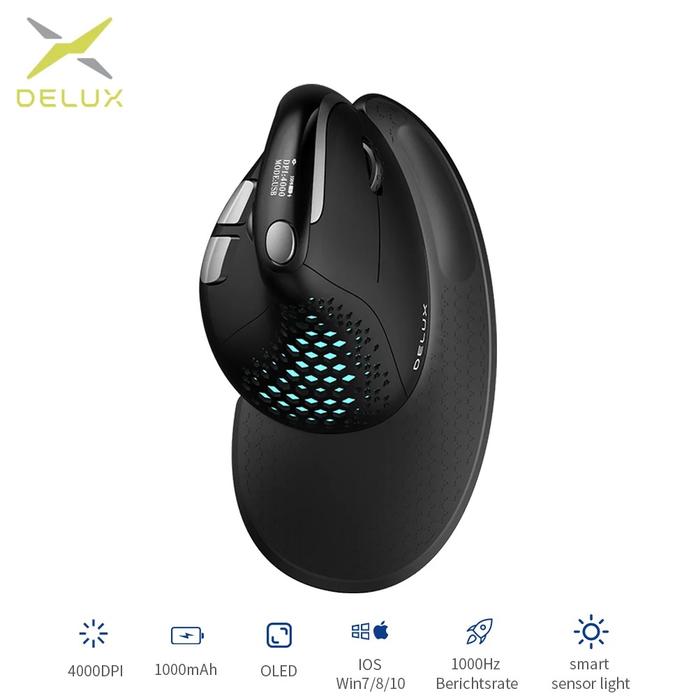 Auto Mouse Mover - Delux M618XSD Seeker Mouse vertikal ergonomis,