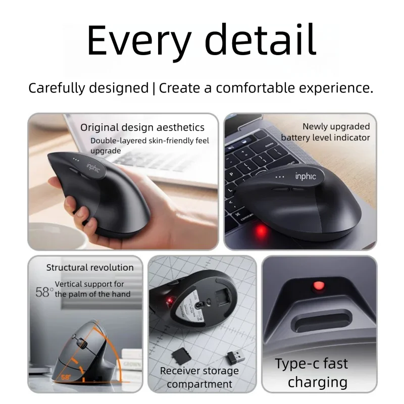 Mouse Nirkabel Vertikal Inphic - Auto Mouse Mover ulasan dan harga
