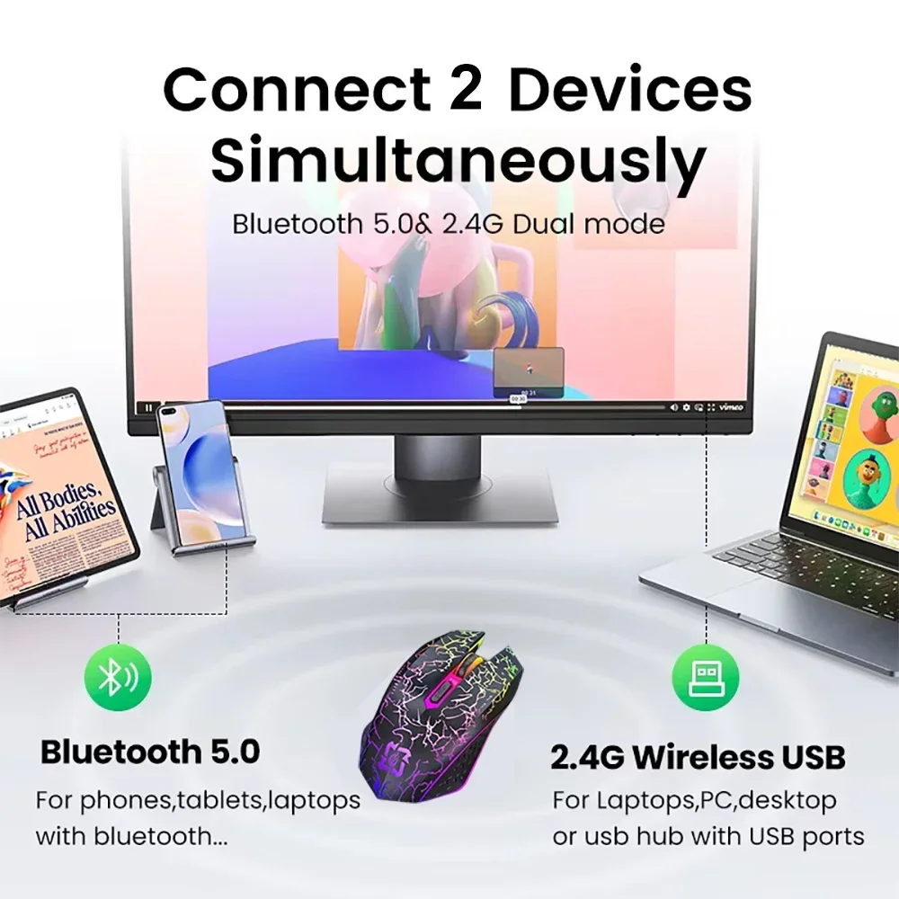 Mouse Bluetooth 5.2 RGB 2.4G M - Auto Mouse Mover ulasan dan harga