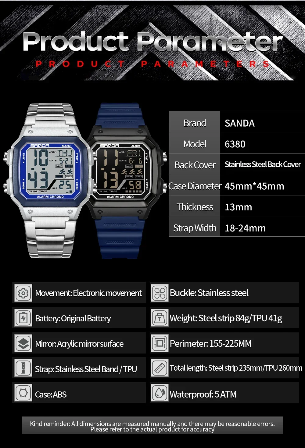 SANDA 6380 Jam Tangan Elektron - Electronics Gadgets For Men ulasan dan harga